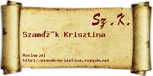 Szamák Krisztina névjegykártya